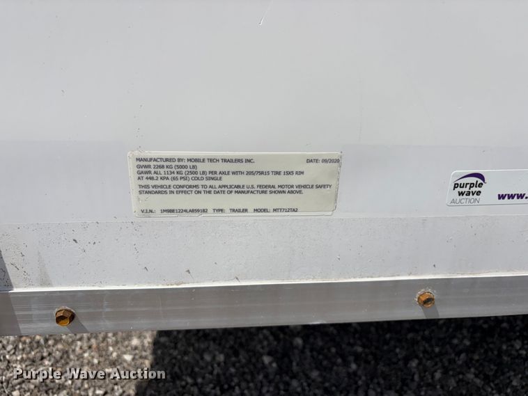 image for item EG9180 2020 Mobile Tech MTT712TA2 fiber optic splicing trailer