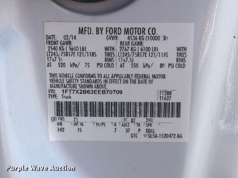 image for item EG9329 2014 Ford F250 Super Duty Ext. Cab utility bed pickup truck