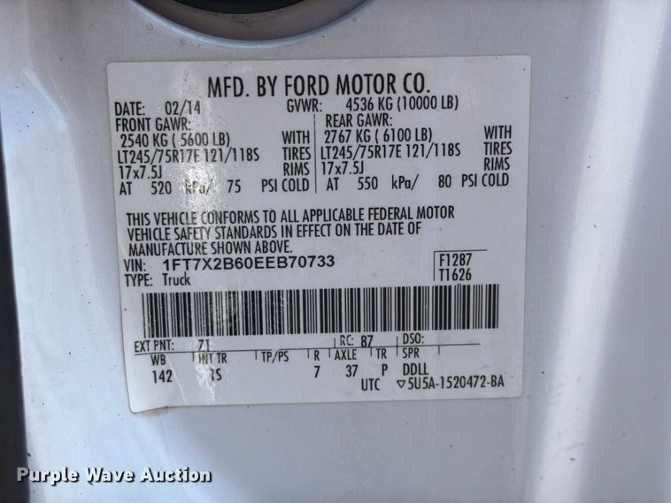 image for item EG9330 2014 Ford F250 Super Duty Ext. Cab utility bed pickup truck