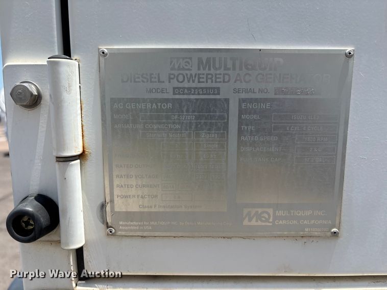 image for item EL2528 2013 Multiquip DCA-25SSIU3 generator