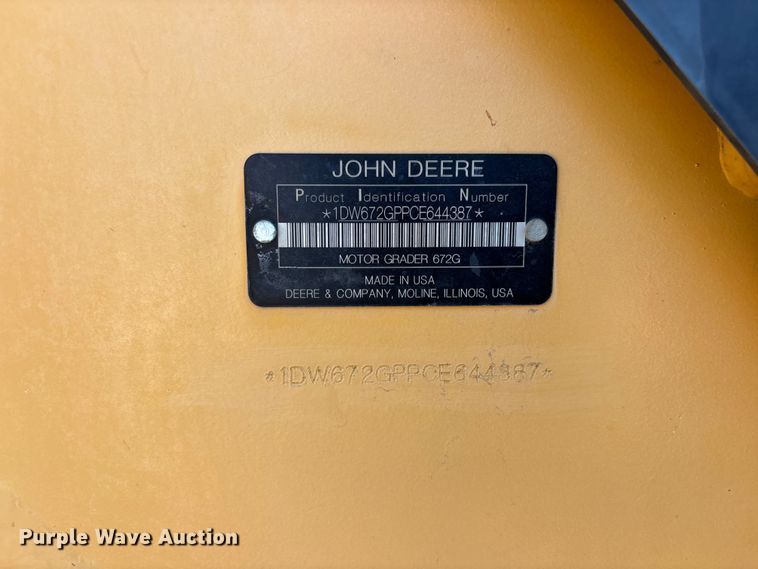 image for item EL2566 2012 John Deere 672GP motor grader