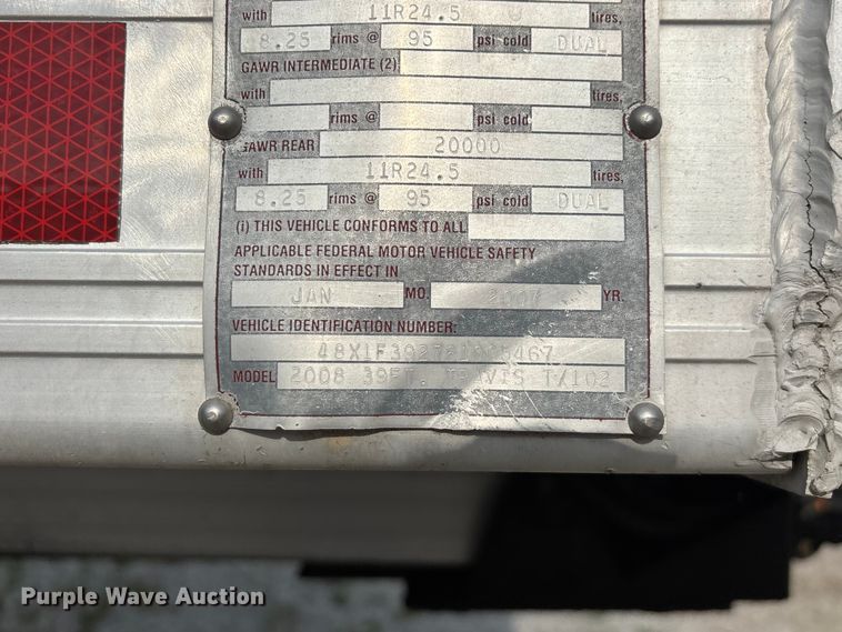 image for item EO4407 2008 Travis Body & Trailer, Inc. T/102 end dump trailer
