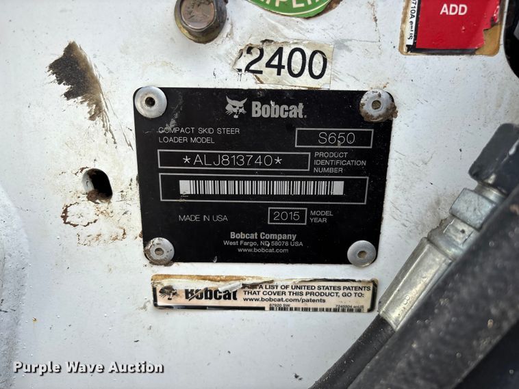image for item EO4408 2015 Bobcat S650 skid steer loader