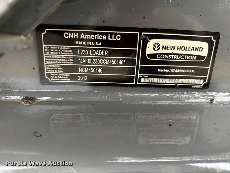 image for item EO8654 2012 New Holland L230 skid steer loader