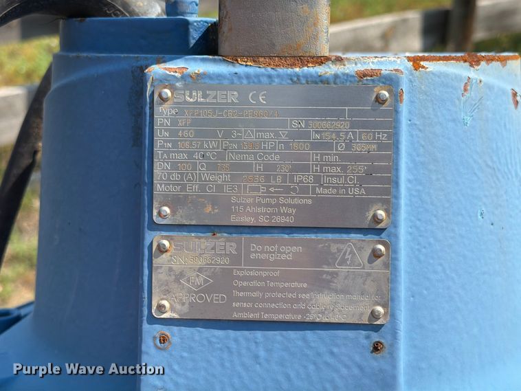 image for item ER1959 0 (2) Sulzer XFP105J-CB2-PE860/4 pumps