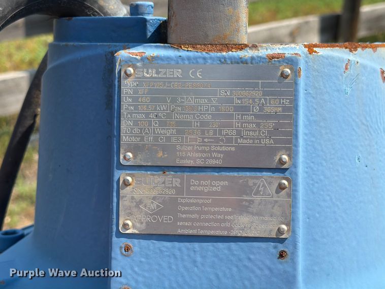 image for item ER1959 0 (2) Sulzer XFP105J-CB2-PE860/4 pumps