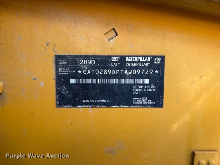 image for item ER3162 2018 Caterpillar 289D tracked skid steer loader