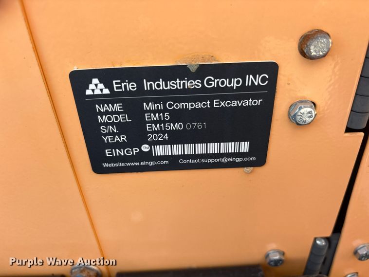 image for item ET0161 2024 Erie EM15 mini excavator