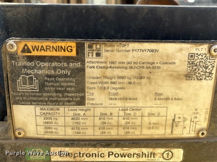 image for item EU0755 Hyster F70FT forklift