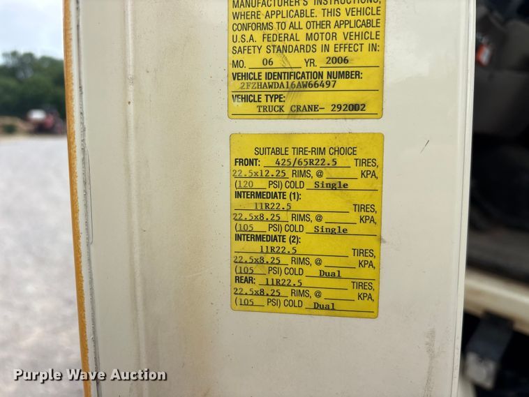 image for item EU5790 2006 Sterling L8500 Series crane truck