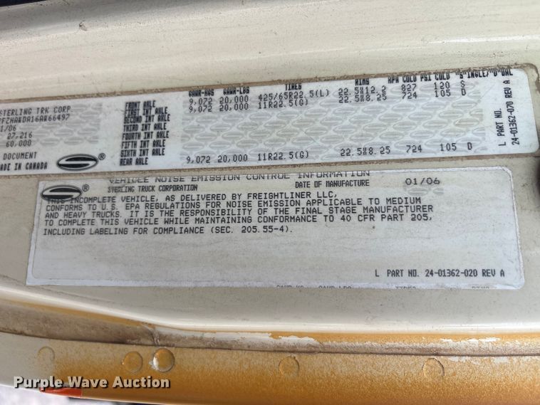 image for item EU5790 2006 Sterling L8500 Series crane truck
