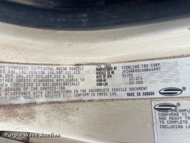 image for item EU5790 2006 Sterling L8500 Series crane truck