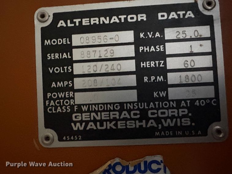 image for item EU5802 Generac 08659-0 generator