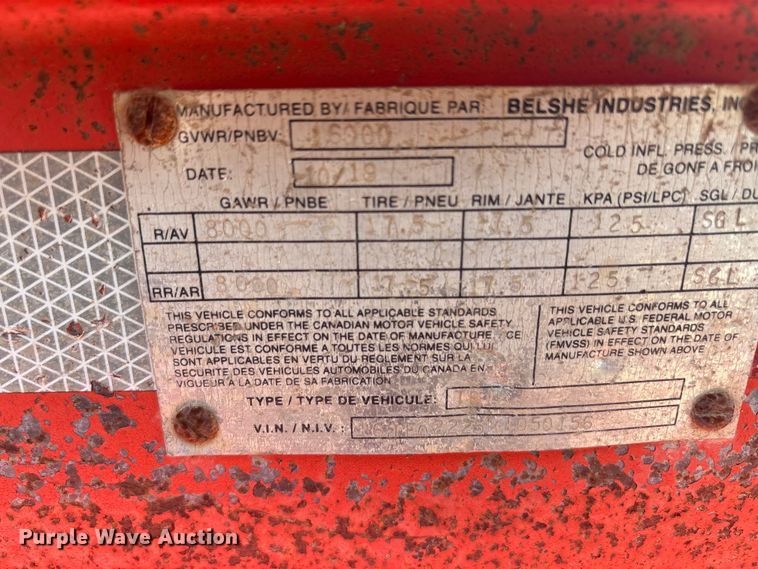 image for item EU5825 2019 Belshe TB16 tilt deck equipment trailer