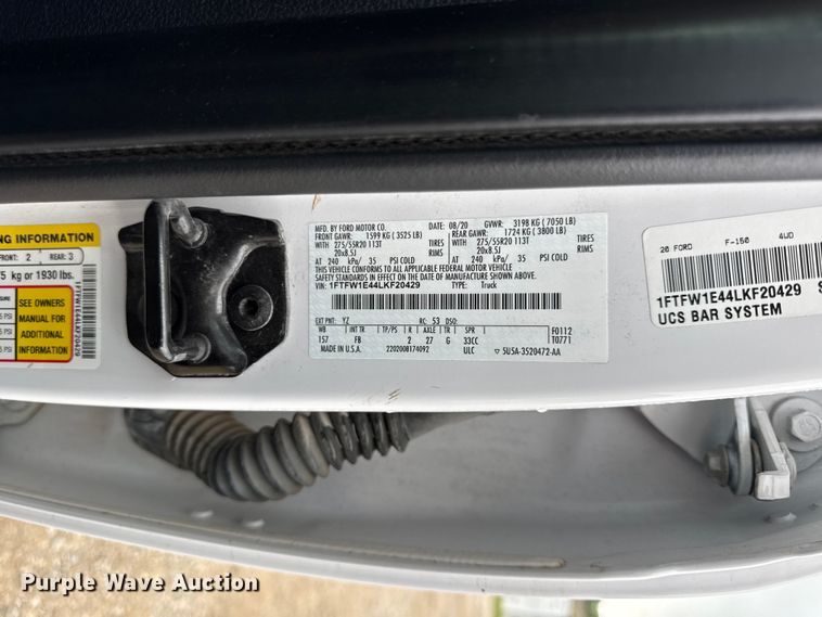 image for item EV6066 2020 Ford F150 Super Duty XLT Crew Cab pickup truck