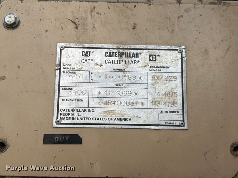 image for item EW2168 1998 Caterpillar 627F scraper