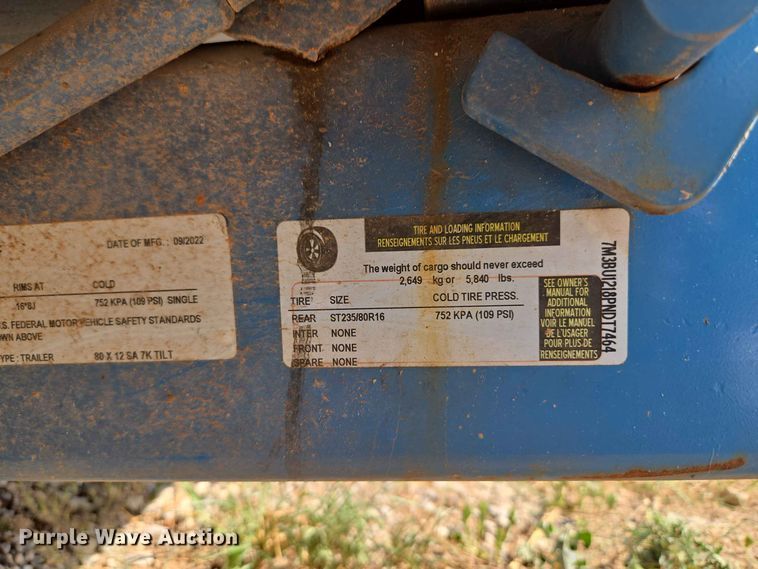 image for item EW8546 2023 Davidson Trailer LLC. 80 x 12 SA 7K TILT tilt deck utility trailer