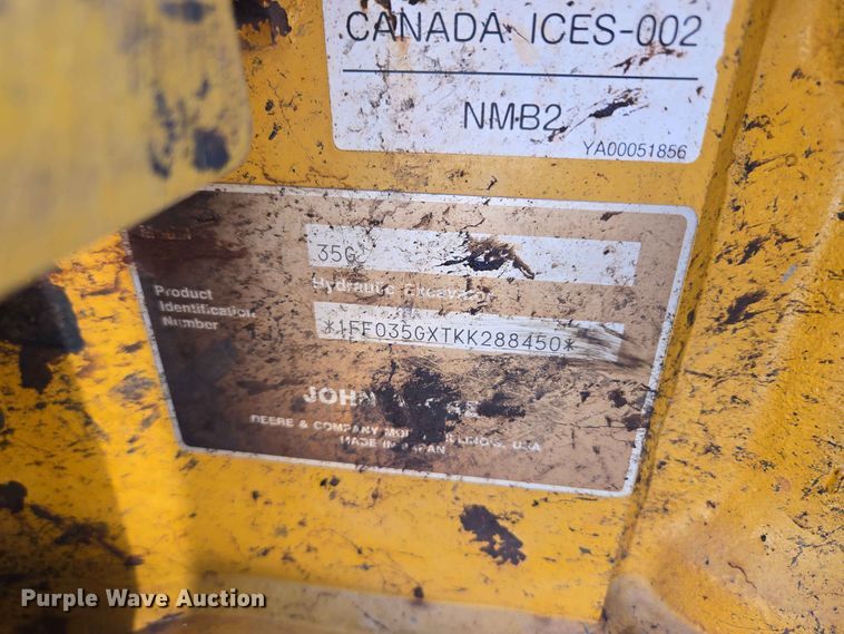 image for item EW8576 2020 John Deere 35G mini excavator