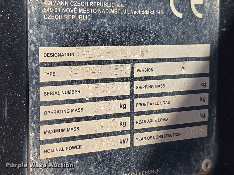 image for item EW8580 2018 AMMANN RAMMAX 1575 trench compactor