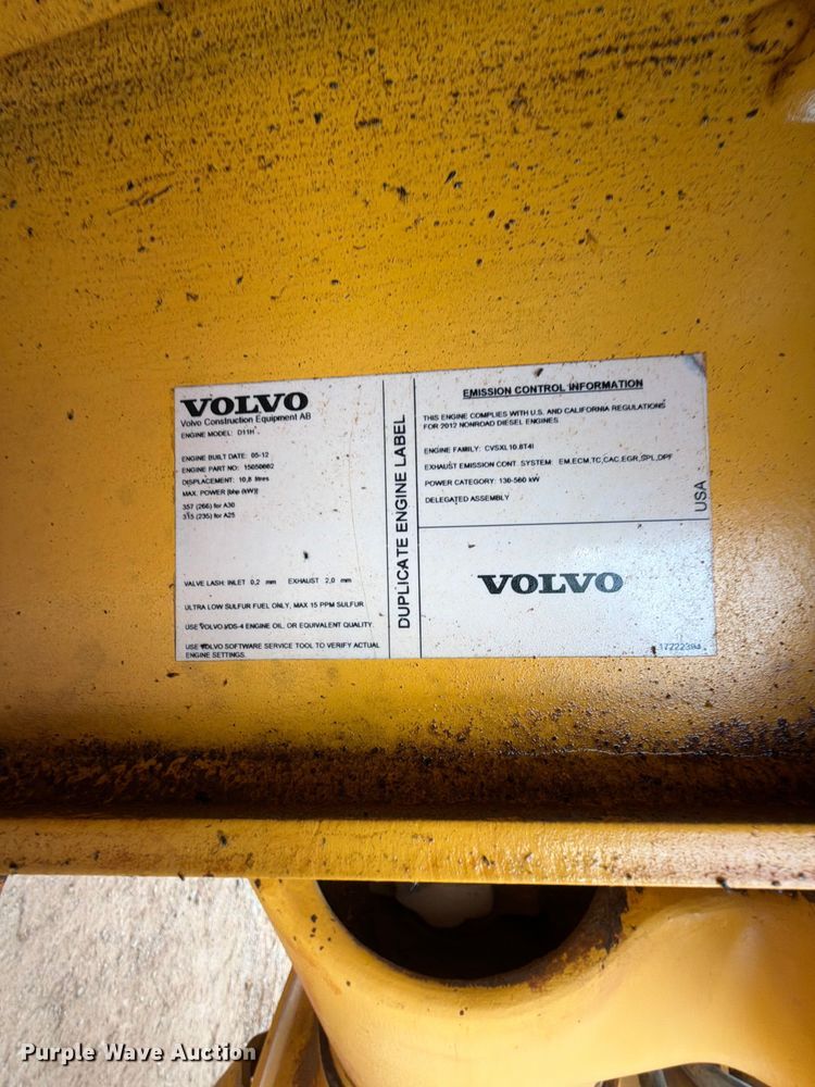 image for item EX2563 2012 Volvo A25F articulated haul truck