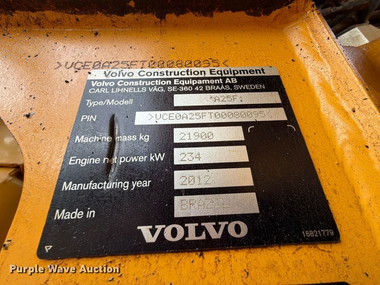 image for item EX2563 2012 Volvo A25F articulated haul truck
