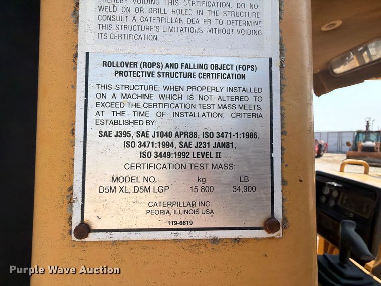 image for item EX2578 2001 Caterpillar D5M dozer