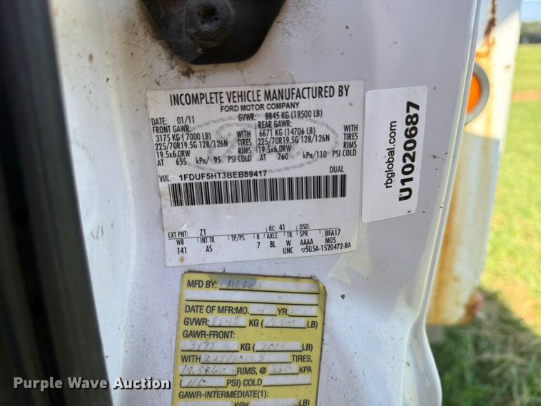 image for item EX4039 2011 Ford F-550 bucket truck
