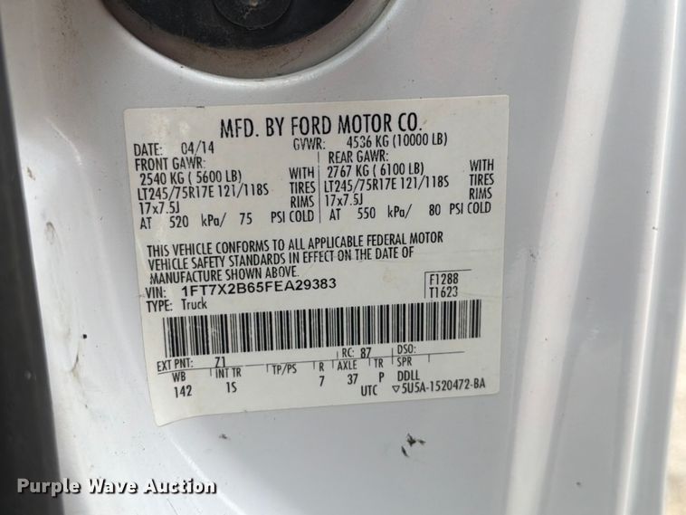 image for item FB4968 2015 Ford F250 Super Duty Ext. Cab utility bed pickup truck