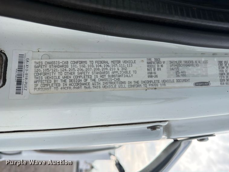 image for item FB4973 2016 Freightliner 108SD Crew Cab crane truck