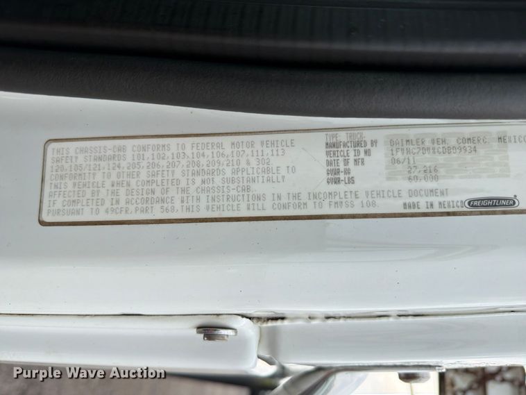 image for item FB4975 2012 Freightliner Business Class M2 Crew Cab crane truck