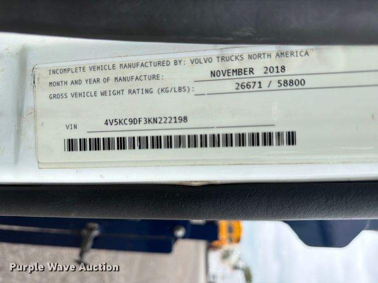 image for item FB4978 2019 Volvo VHD dump truck