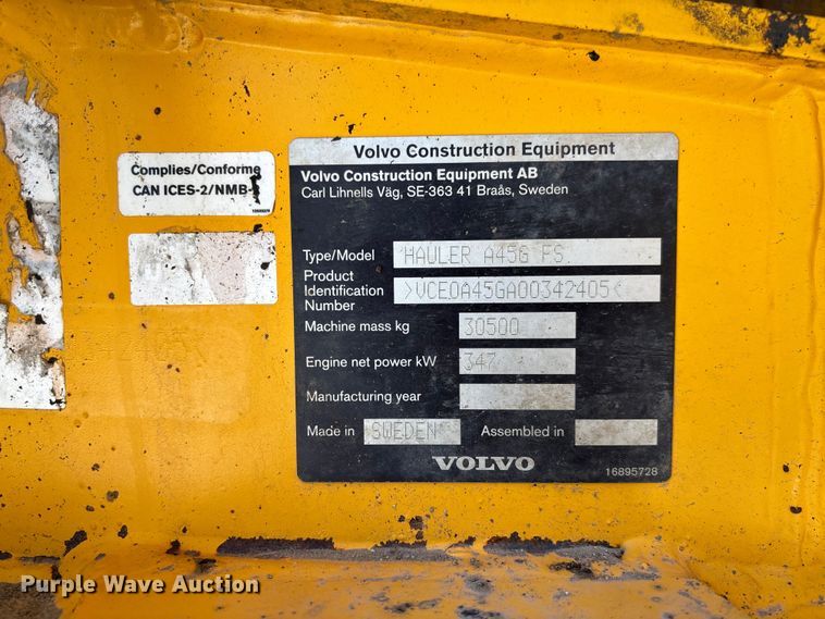image for item FC1682 2018 Volvo A45G FS articulated haul truck