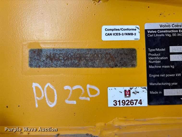 image for item FC1687 2019 Volvo A40G articulated haul truck
