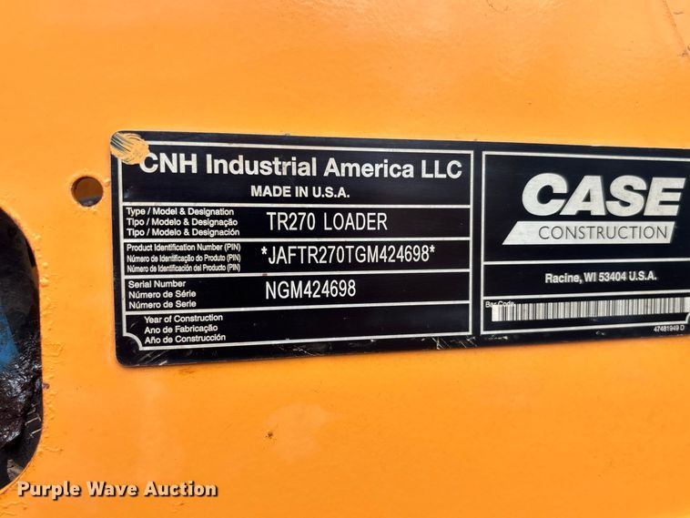 image for item FC2000 2017 Case TR270 tracked skid steer loader
