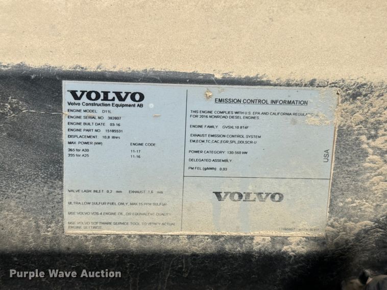image for item FC4024 2016 Volvo A25G articulated haul truck