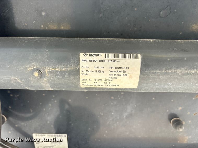 image for item FG0417 2017 Bomag BW 213 DH-5 single drum vibratory roller