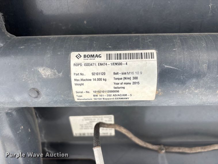 image for item FG0555 2015 Bomag BW 161 AD-5 double drum vibratory roller