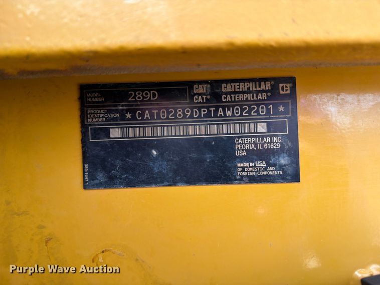 image for item FI0311 2014 Caterpillar 289D tracked skid steer loader