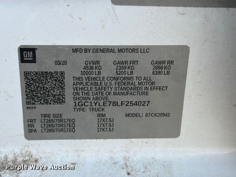 image for item FI0314 2020 Chevrolet Silverado 2500HD Crew Cab pickup truck