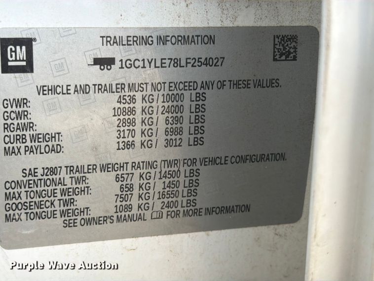 image for item FI0314 2020 Chevrolet Silverado 2500HD Crew Cab pickup truck