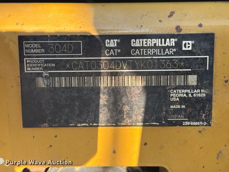 image for item FI0333 2012 Caterpillar 304D CR mini excavator