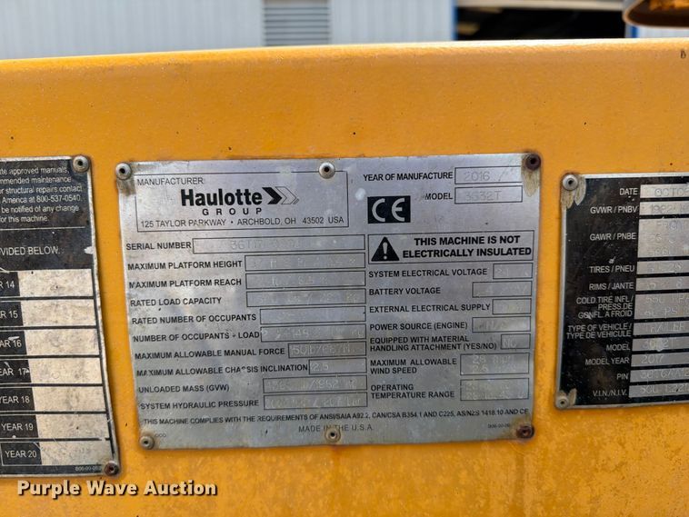 image for item FI0337 2016 Haulotte 3632T boom lift