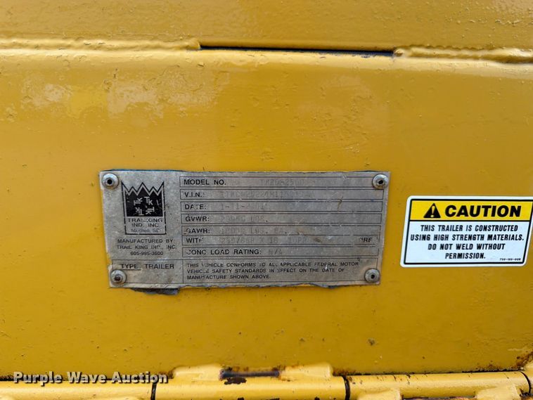 image for item FK3166 2001 Trail King TK20-2500 equipment trailer