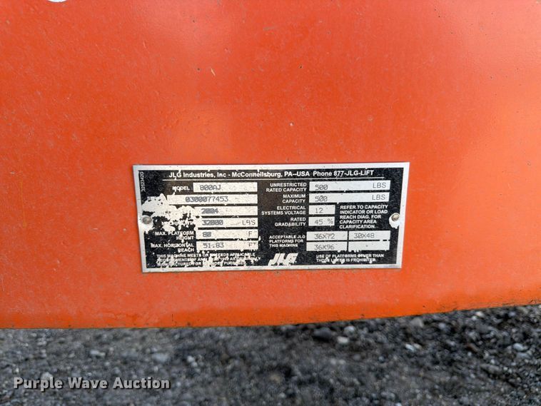 image for item FK3218 2004 JLG 800AJ boom lift
