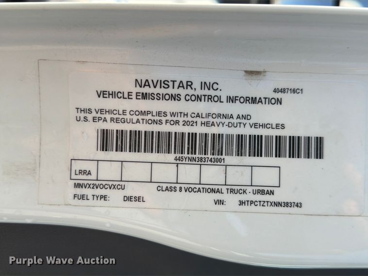 image for item FK4052 2022 International HX620 dump truck