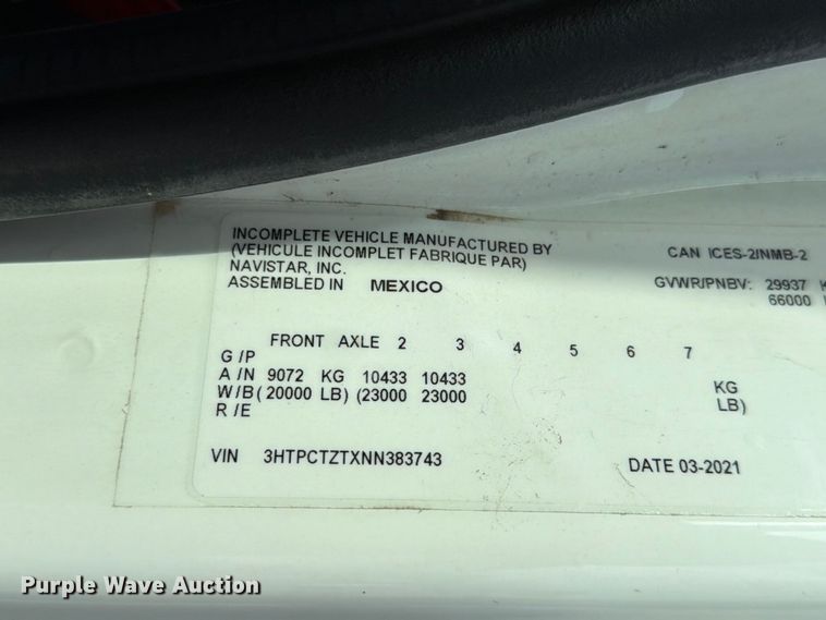 image for item FK4052 2022 International HX620 dump truck
