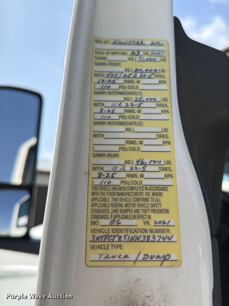 image for item FK4053 2022 International HX620 dump truck