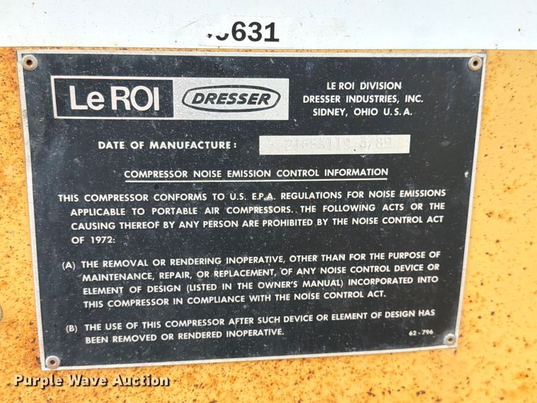 image for item FK4096 1989 Dresser LeROI air compressor