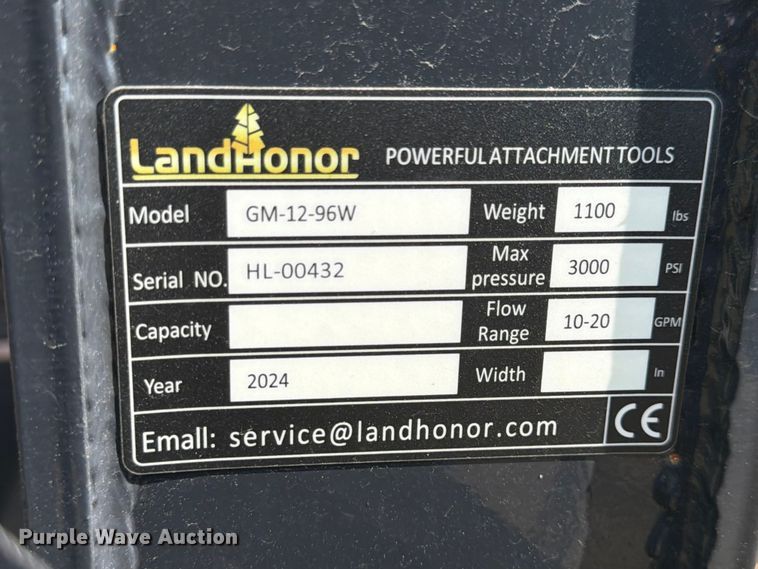 image for item FK4099 2024 LandHonor GM-12-96W skid steer grader