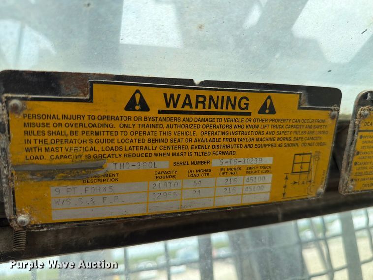 image for item FK4111 2002 Taylor THD-360L forklift
